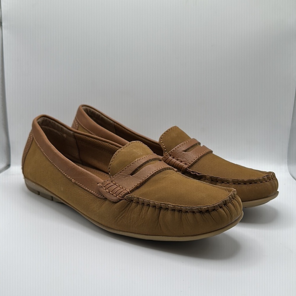 Hush Puppies Women’s Moyen Driver Loafer Suede Shoes Tan Sz 8.5M - Picture 2 of 11